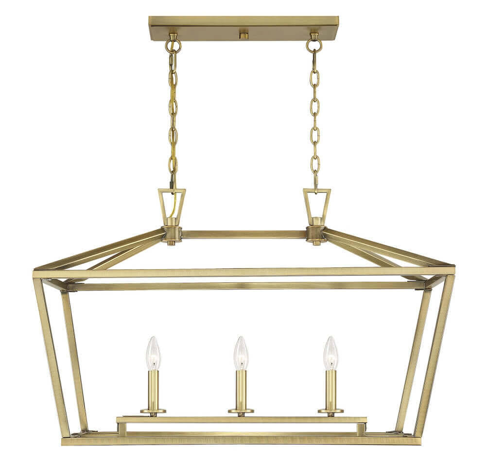 3 Light Traditional Linear Chandelier in Warm Brass 203161 REC2_Z6KFA46