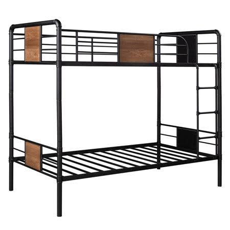 Twin Over Twin Metal Bunk Bed with Guardrails Household Furniture for Living Room, Size: 78.4, Black JVB0_C9AMS87