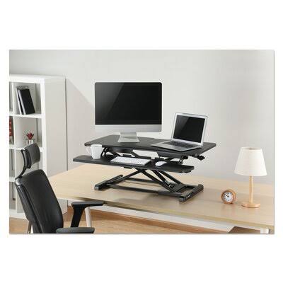 Symple Stuff Kanode Height Adjustable Standing Desk CONVERTER, Black ZQM6_D2CBI91