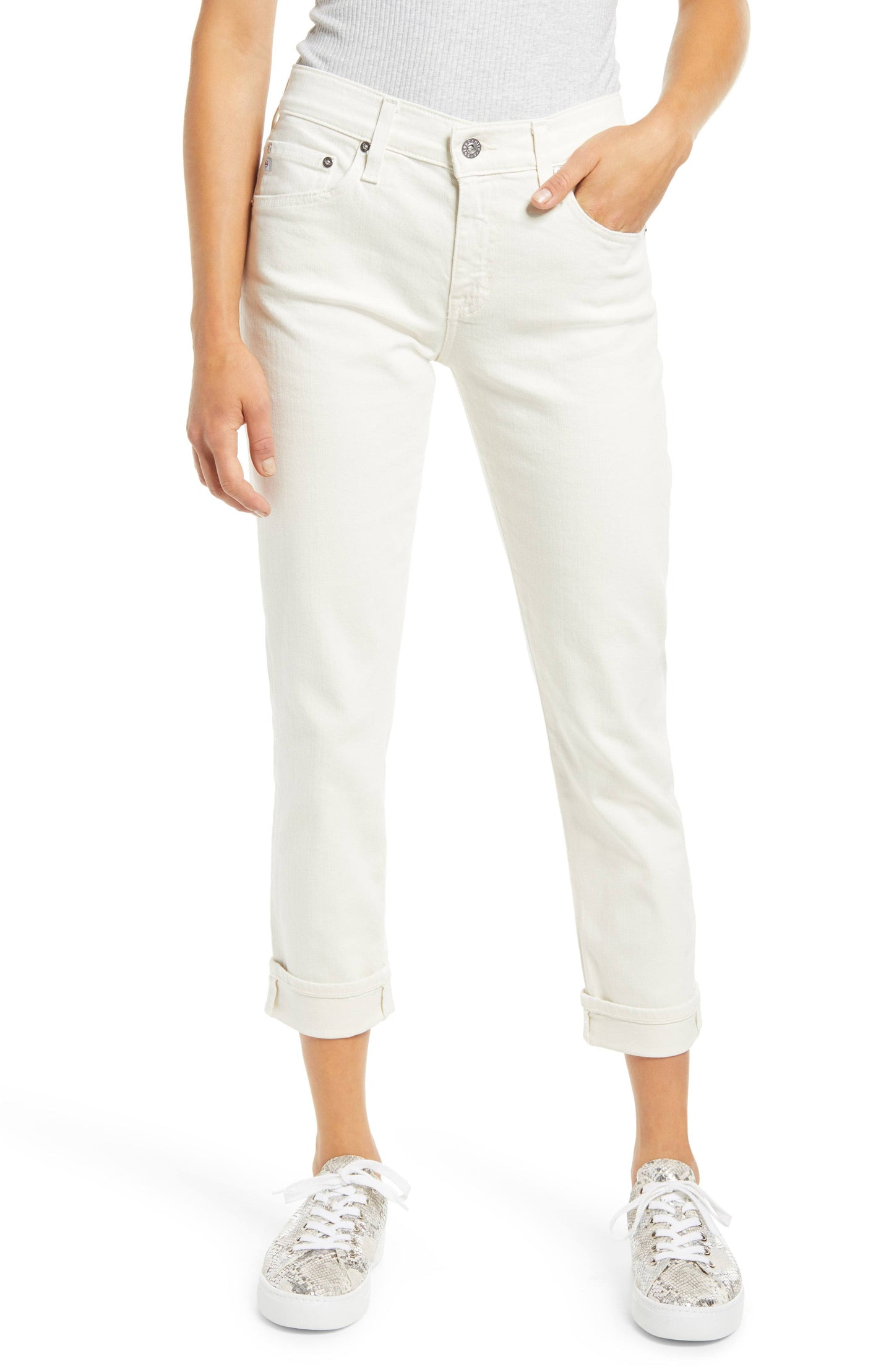 Ag Jeans The Ex-Boyfriend Crop Slim Jeans - Ivory - 26 UQS7_Y2KWS82