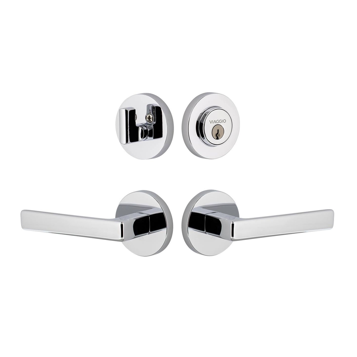 Viaggio Circolo Rosette Lusso Lever and Matching Deadbolt in Bright Chrome 630143 GSE4_F4OZZ91