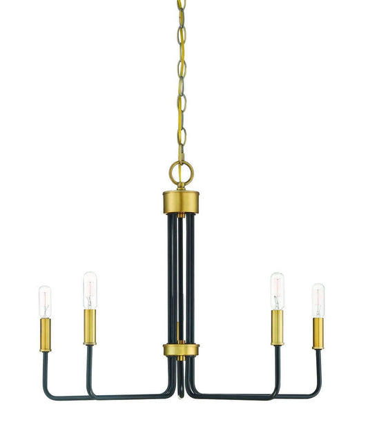 24 inch Transitional 5 Light Oil Rubbed Bronze with Natural Brass Chandelier 204452 CEN6_L0HED45