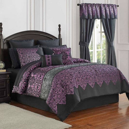 Sander Home Fashions Kismet Jacquard 12-pc. Comforter Set Full Purple MEK6_L7ALB86