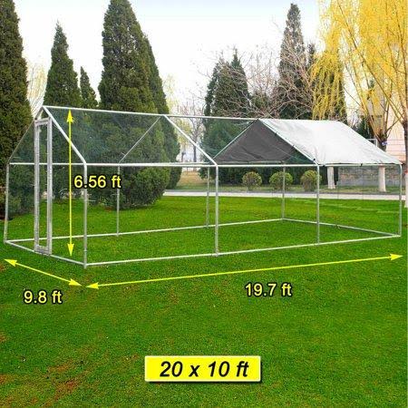 Walnest 6.1m x 3M Walk in Large Metal Chicken Coop Run Backyard Hen House Poultry Rabbit Cage  Cover KXH2_X4YCX92