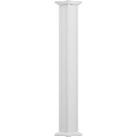 8x22 x 8& Endura-Aluminum Acadian Style Column, Square Shaft (FOR Post Wrap Installation), Non-Tapered, Textured White Finish w/ GUC0_N4SSB35