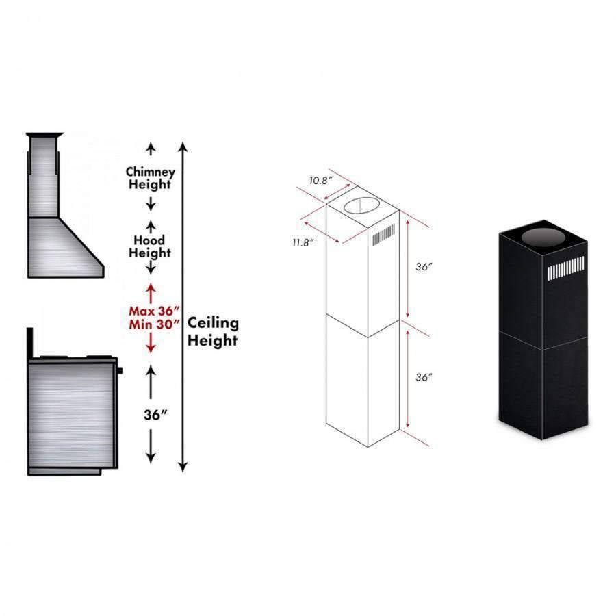 ZLINE 2PCEXT-BSGL2I Two-36x22 Chimney Extensions for 10-12 ft. Ceilings WJF5_O2IBU09