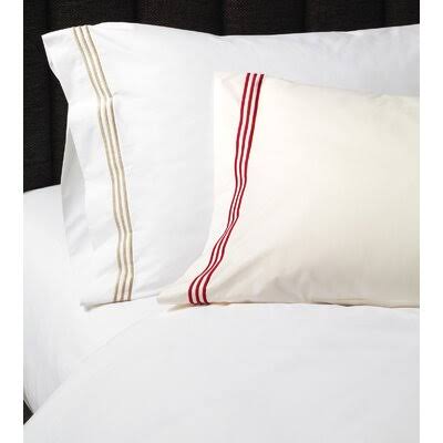 Tessa 4 Piece 200 Thread Count Egyptian Certified Cotton Percale Sheet Set Eastern Accents Size: Twin, Color: White/Bisque QOF8_Z2BDH60