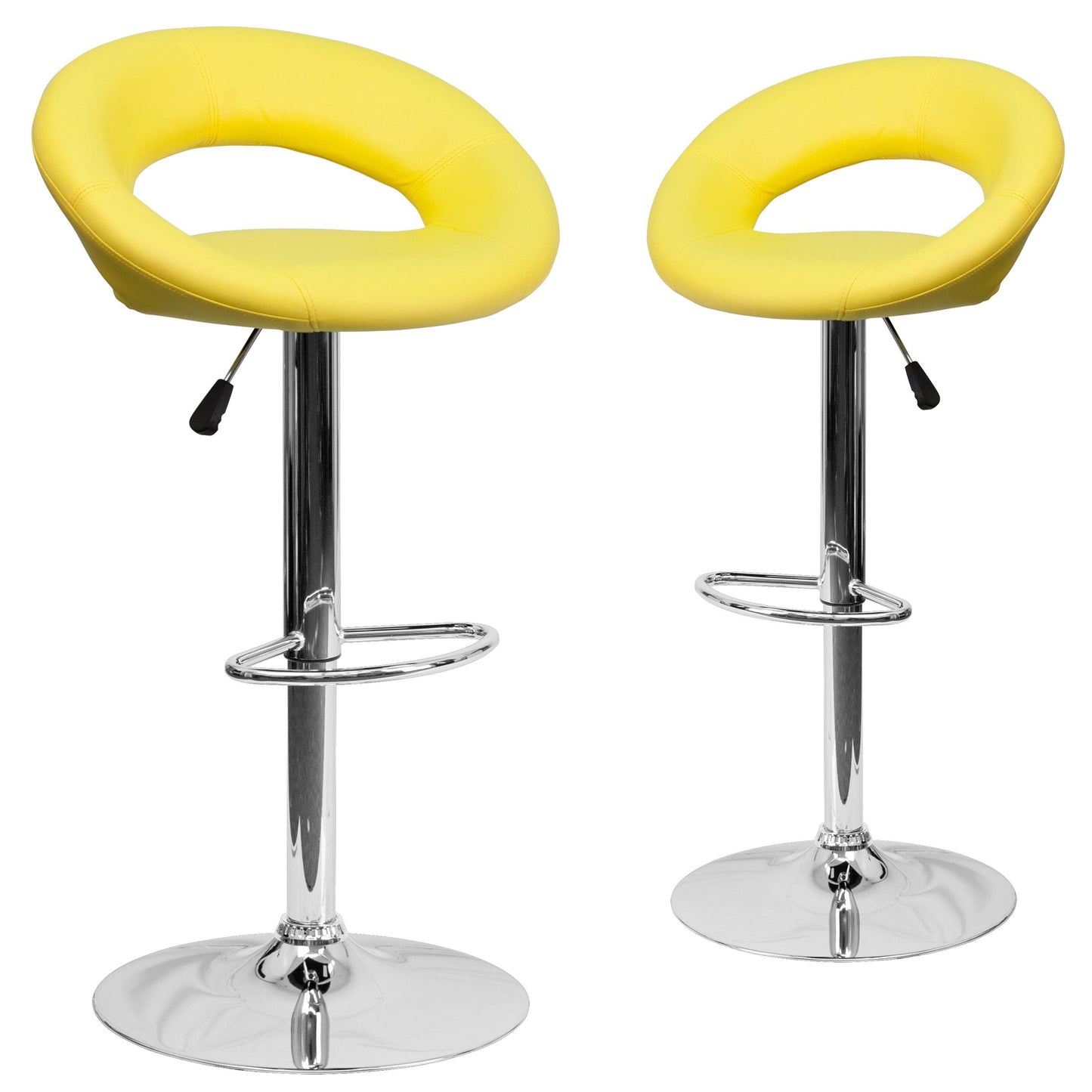 2 Pk. Contemporary Orange Vinyl Rounded Back Adjustable Height Barstool with Chrome Base TER6_O3QBZ17