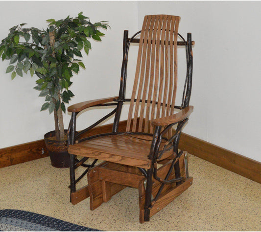 A  L Furniture Co. Amish Bentwood Hickory Glider ROCKER, Al Walnut Stain VWQ8_R0AFY89