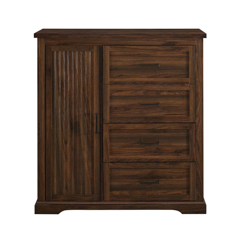 Welwick Designs 45 in. W. Dark Walnut Wood 4 Drawer and 1 Cabinet Transitional Wardrobe NPM6_K7DOR05