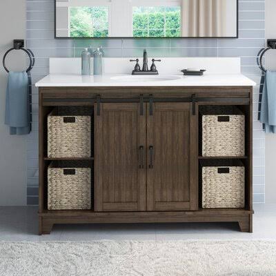 Trogdon Sliding Barn Door 49x22 Single Bathroom Vanity Set Gracie Oaks DFD5_V8EUI72