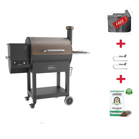 ASMOKE Aged Copper AS660 8 in 1 Grill with 20 lbs. Bag of Applewood Pellets EQM2_C7JHH59