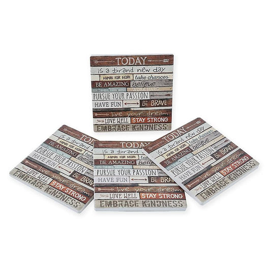 Thirstystone Dolomite Brand New Day Square Coasters (Set of 4) RUM6_Q0BZH84