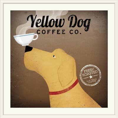 &Yellow Dog Coffee Co& by Ryan Fowler Vintage Advertisement Winston Porter Size: 38x22 H x 38x22 W x 1x22 D, Format: White Frame CKD5_V8NCO36