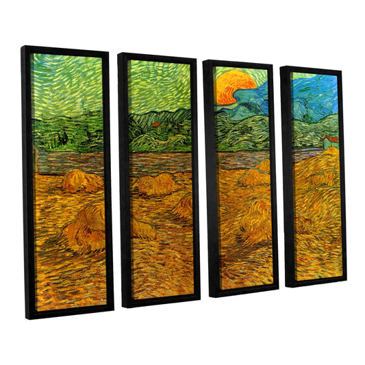 ArtWall &Vincent Van Goghs Evening Landscape with Rising Moon& 4-Piece Floater Framed Canvas Set - 36x48 QBY5_Y3LTA40