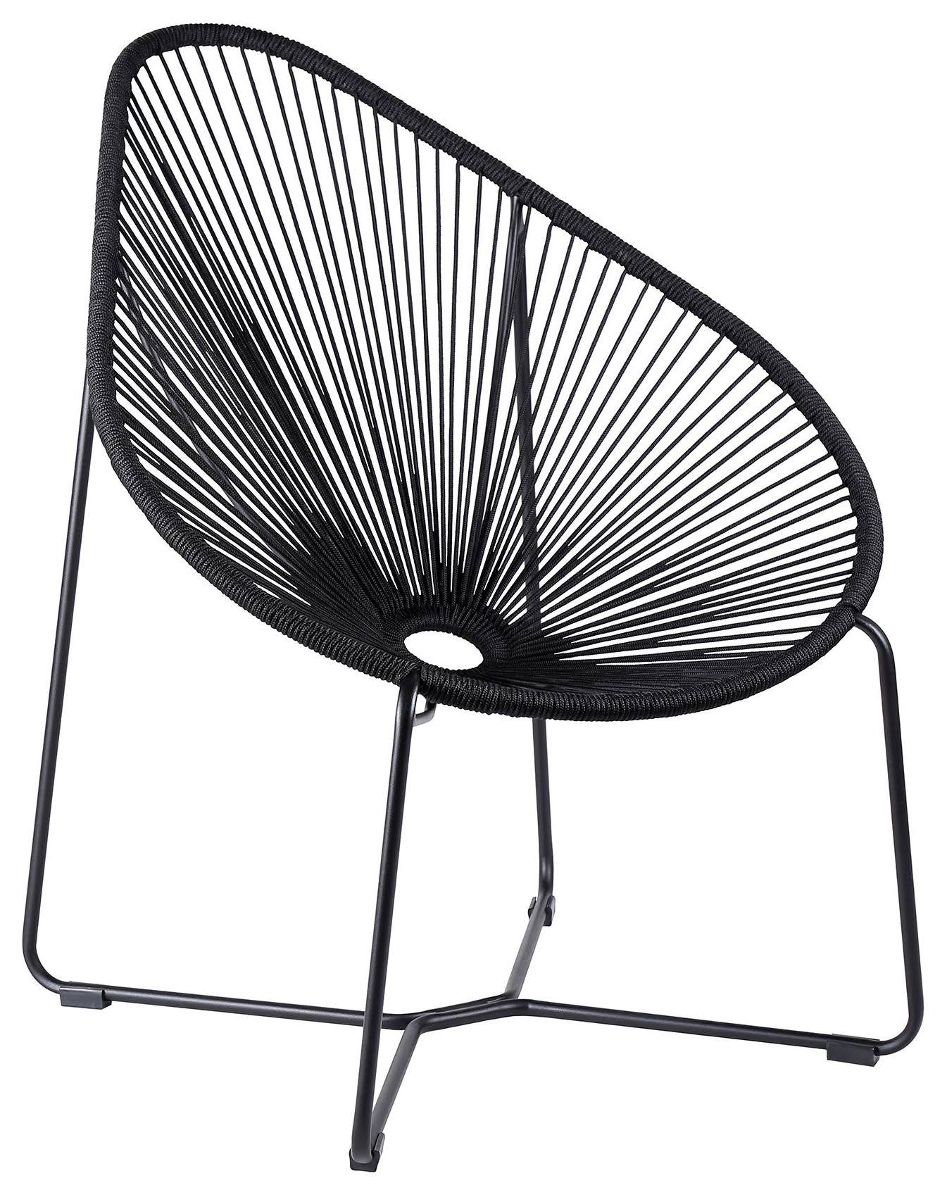 Acapulco Indoor Outdoor Steel Papasan Lounge Chair with Rope - Armen Living - Black INY5_L0FSE09