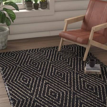 Union Rustic Pace Handwoven Black Area Rug, Size: Rectangle 4& x 6& XKT9_X3AVJ02