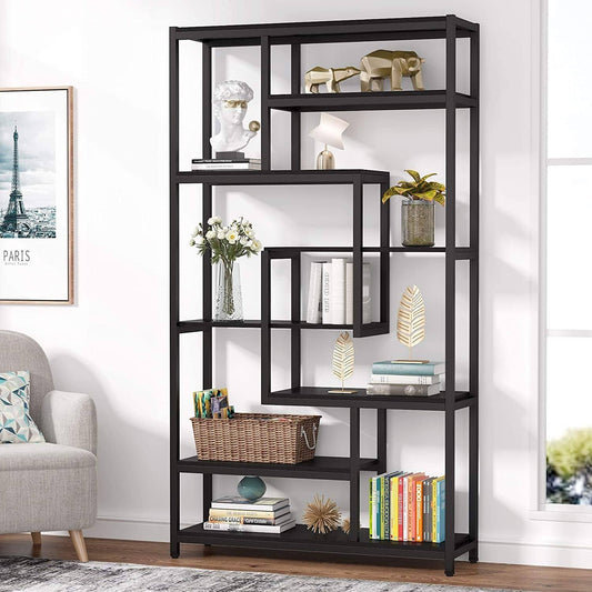 Tribesigns Multifunctional 8-Tier Open Etagere Bookcase / Bookshelf - Black EXB4_Q1TTM55