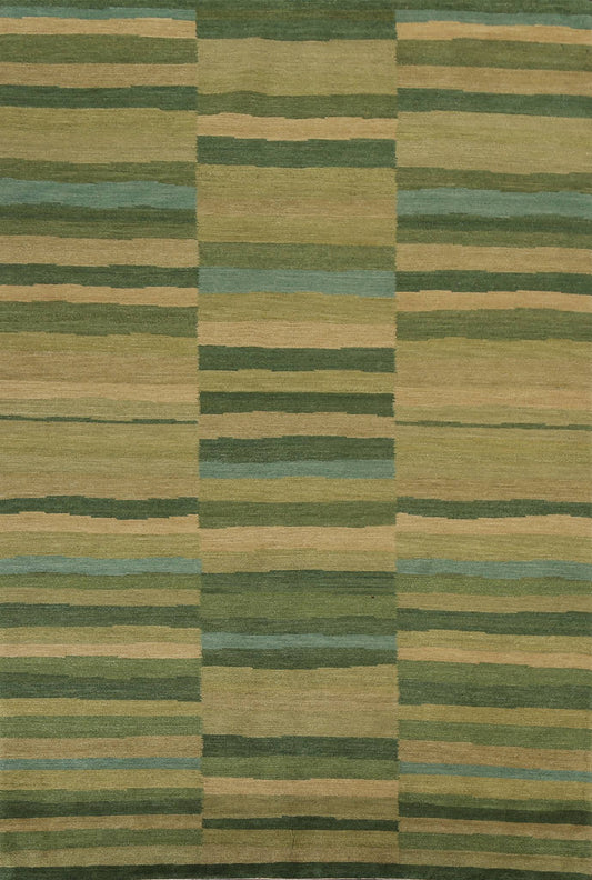 Vegetable Dye Green Nepalese Wool Area Rug 5x8 UVZ9_Y5KGX81