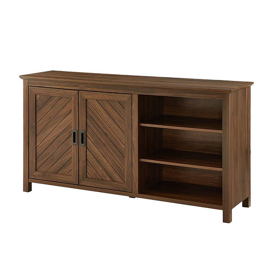 Walker Edison - Farmhouse Chevron Cabinet TV Stand for Most Flat-Panel TVs Up to 65x22 - Dark Walnut TLR0_Z4WOT68