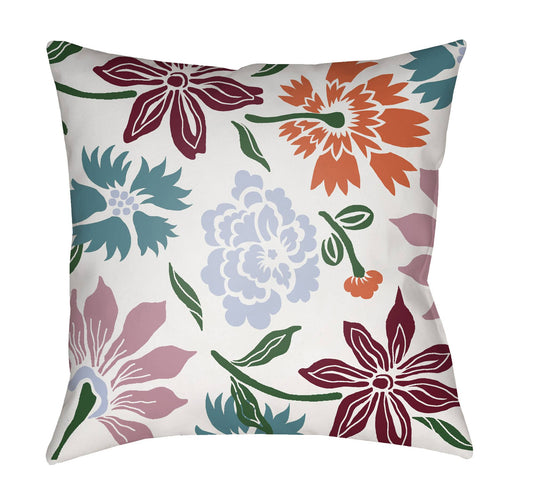 18x22 Green and Brown Floral Printed Square Throw Pillow Cover with Knife Edge - 33434868 ORI8_T8HOO81