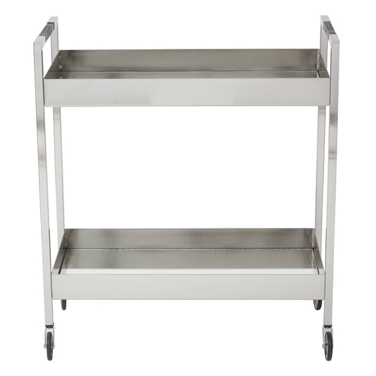 Silver Orchid Robinson Stainless Cart in Brushed Nickel Finish - Serving Cart - Stainless Steel - Grey LOQ5_Y2FUY64