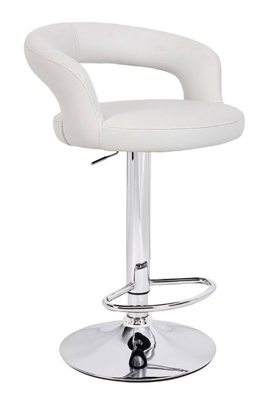 Set of 4 Halo Leather Contemporary Adjustable Barstool - Vanilla White BVR5_Z1HML90