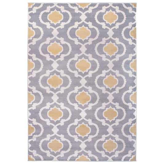 World Rug Gallery Contemporary Moroccan Trellis Gray/Yellow 7 ft. 10 in. x 10 ft. Indoor Area Rug NSR2_T3ZWT57