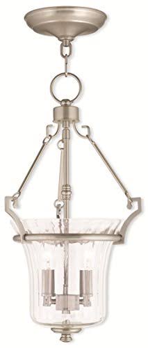 World of Crystal Pendants Porch 2 Light with Hand Crafted Fluted Clear Glass Brushed Nickel 11in WC121510 LDD7_D9DHT89