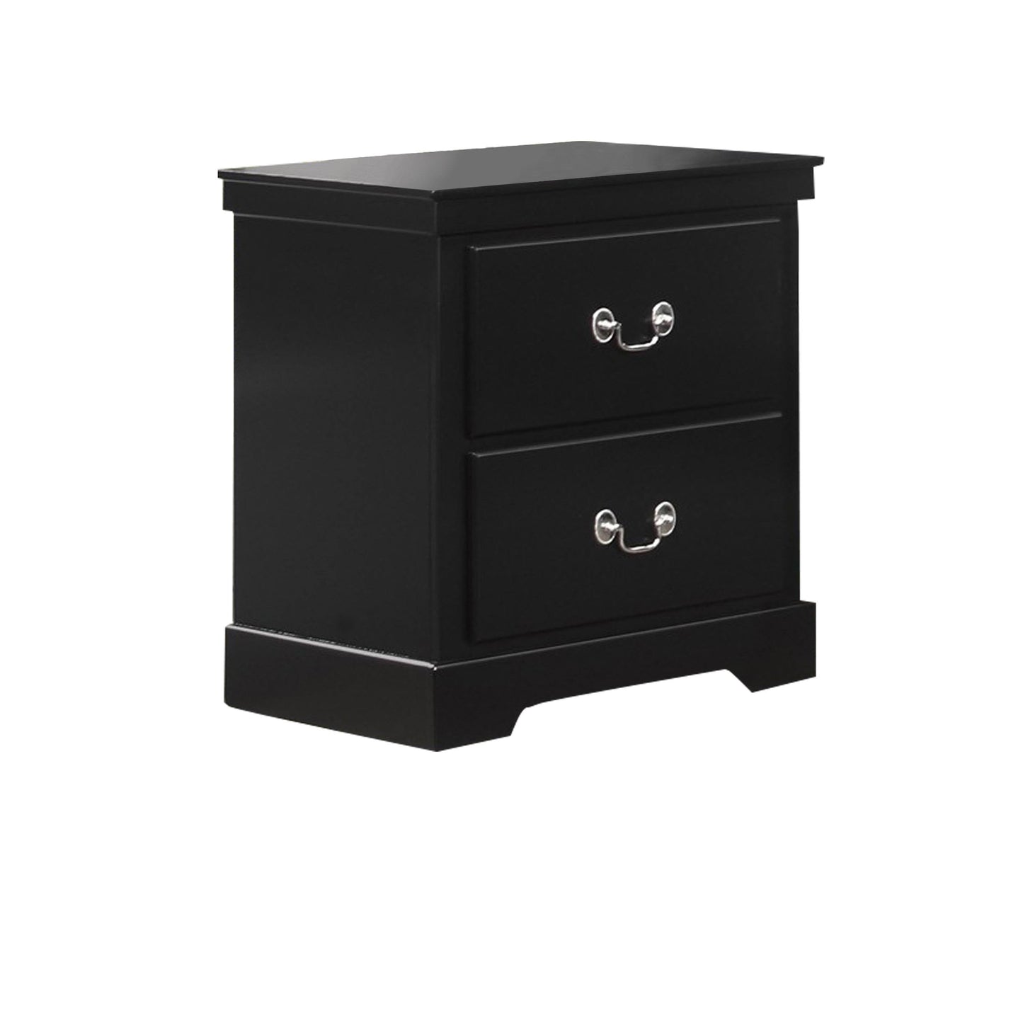 Transitional Style 2 Drawer Wooden Nightstand with Sled Base, Black DKK2_L1OUE94