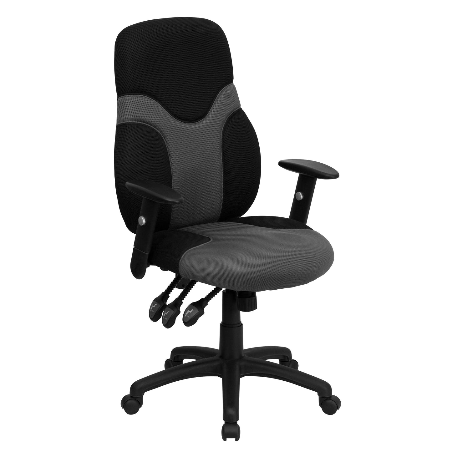 Alamont High Back Ergonomic Black and Gray Mesh Swivel Task Office Chair with Adjustable Arms JXF5_S2FVK08