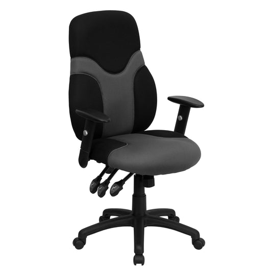 Alamont High Back Ergonomic Black and Gray Mesh Swivel Task Office Chair with Adjustable Arms JXF5_S2FVK08