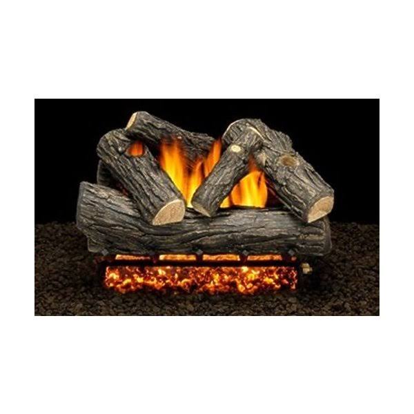 American GAS Log 24x22 Wakefield Oak Logs with Single Log Switch Pilot Kit Burner Tube - NG GFJ5_C1WLI57