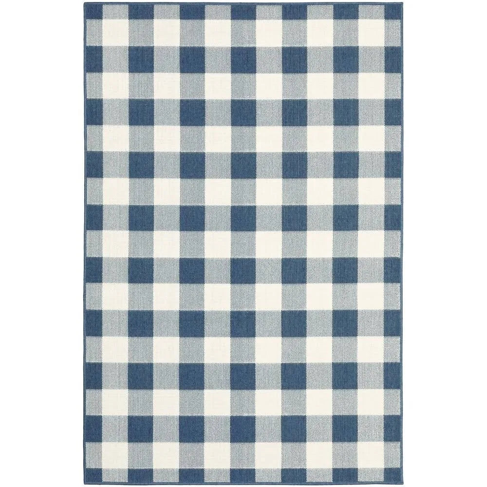 The Gray Barn Told Gait Indoor/ Outdoor Gingham Check Area Rug (7&10x22 x 10&10x22 - Blue) BIL8_V1WBY64