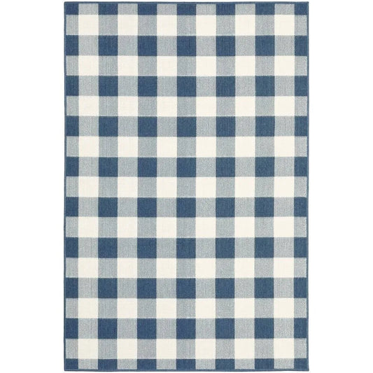 The Gray Barn Told Gait Indoor/ Outdoor Gingham Check Area Rug (7&10x22 x 10&10x22 - Blue) BIL8_V1WBY64