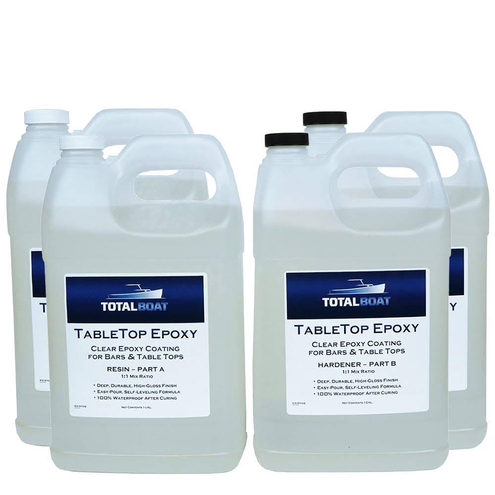 TotalBoat Epoxy Resin Crystal Clear - 4 Gallon Epoxy Resin  Hardener Kit for Bar Tops, Table Tops  Countertops | Pro E EQW1_W3XPT37