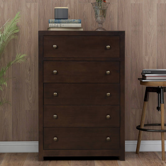 Vintage Aesthetic Solid Wood Chest in Rich Brown-5 Drawers MSU4_B6SRS94