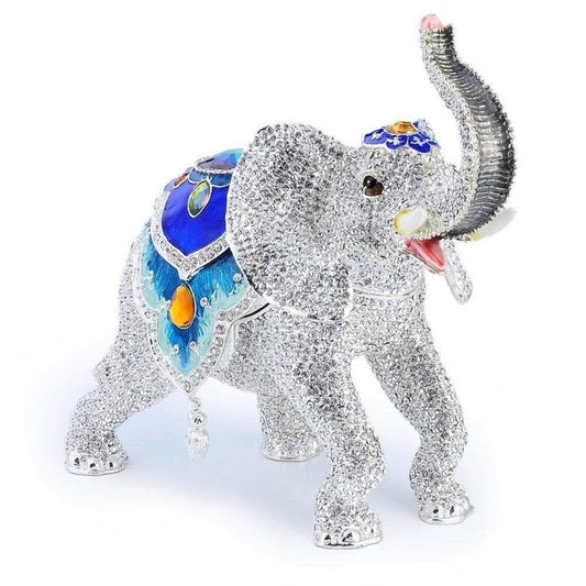 White Elephant Figurine Keepsake Box Made with Crystals | Kalifano.com NAI4_X8MPE43