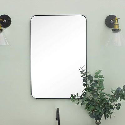 abd_24X36 inch Black Stainless Steel Metal Framed Bathroom Mirror for Wall Rounded Rectangular Bathroom Vanity Mirrors Everly Qu CTC1_E8WFY02