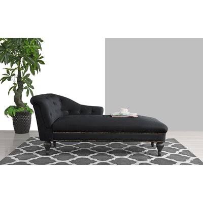 Allan Tufted Right-arm Recessed Chaise Lounge Grovelane Upholstery Color: Black RLQ2_A9BJG27