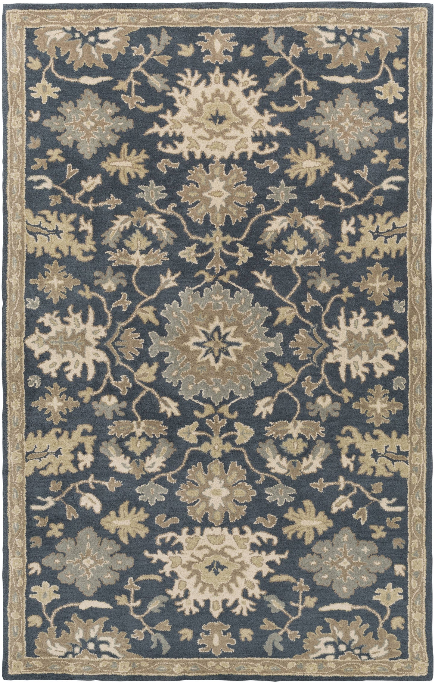 Traditional BHS-0028702 Tufted Wool Navy Oriental Area Rug | 5& x 8& SMQ0_O7TPD92