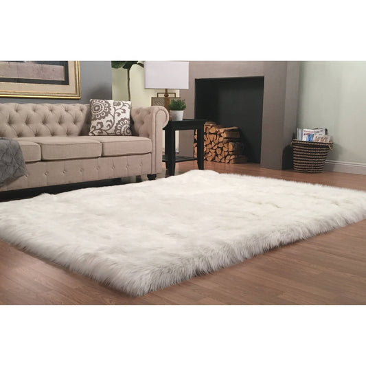 Silver Orchid Nansen Luxurious Faux Sheepskin Shag Area Rug - 9& x 12& - Camel JTW6_U8QGJ83