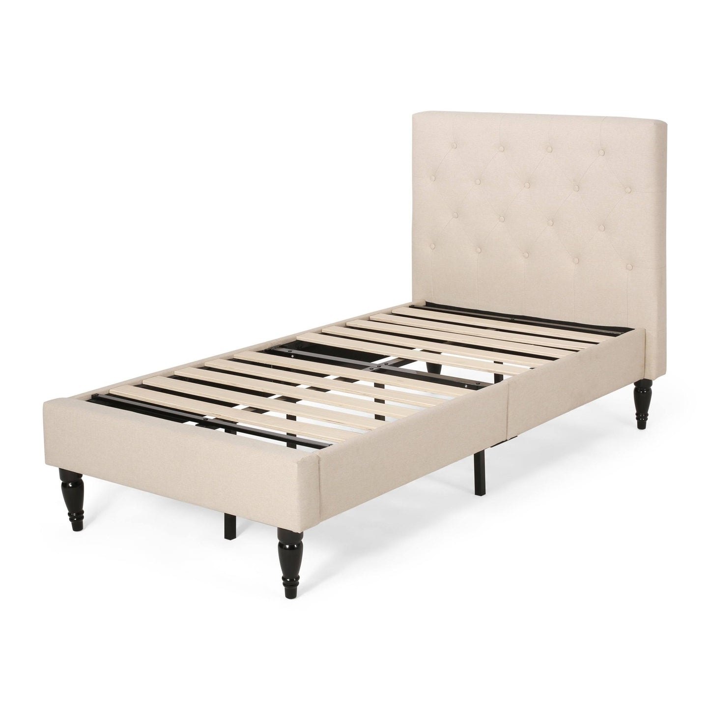 Twin Atterbury Contemporary Low Profile Platform Bed Beige - Christopher Knight Home AVQ3_I6NRL10