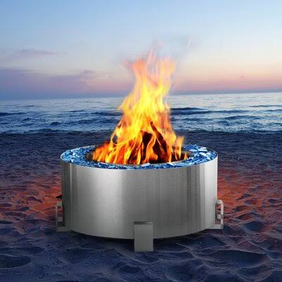 13.80 H x 28.5 W Stainless Steel Wood Burning Outdoor Fire Pit Latitude Run YIO1_X2UYT00