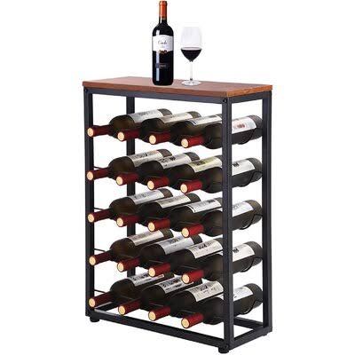 Wine Rack Stand, Wine Holder Wine Storage with Metal Wood Frame Sturdy Wine Shelf for Home Bar Cabinet Pantry, 20 Bottles 17 Sto FXN3_R5LHV12