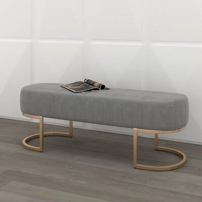 Yasmine Upholstered Bench Gold Flamingo Color: Gold, Upholstery: Gray TEB4_V6VGL79