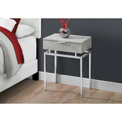 Stansfield 1 - Drawer Nightstand Everly Quinn Color: Gray/Chrome DTN4_Q0GRV13