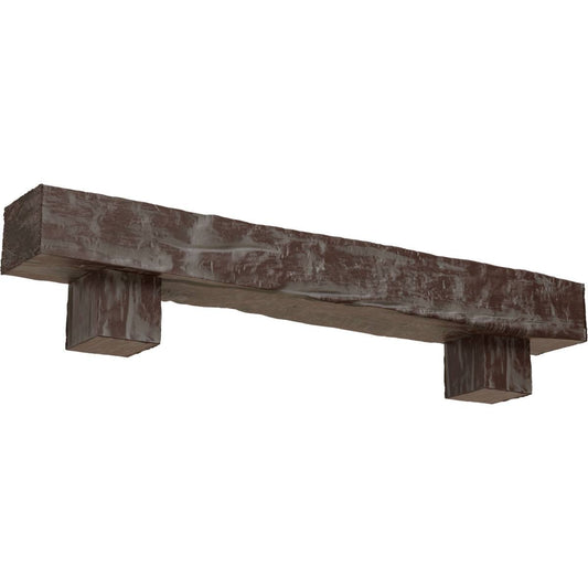 4x22H x 4x22D x 84x22W Riverwood Faux Wood Fireplace Mantel Kit w/ Alamo Corbels, Aged Pecan GPH5_F7YTS18