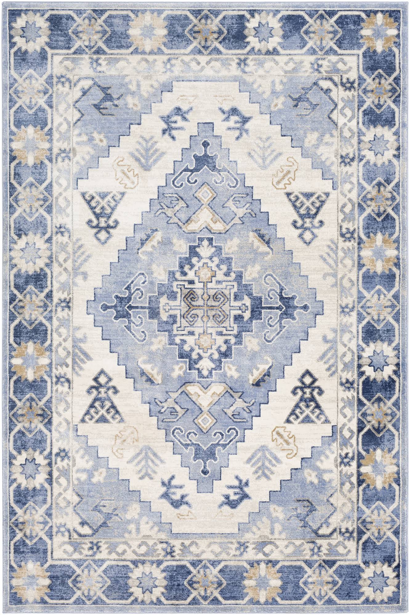 Traditional BHS-0044228-P Turkish Poly Blue Medallion Rug BCZ6_K2ESM94