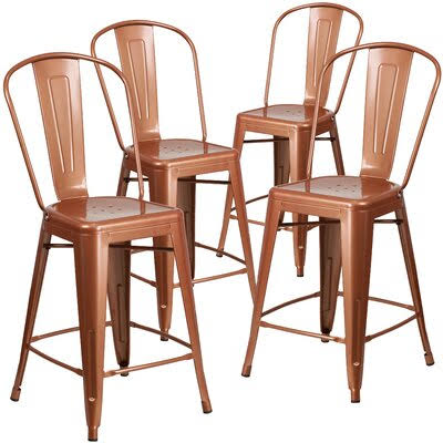 Williston Forge Dovercliff Bar  Counter Stool Seat Height: Counter Stool (24x22 Seat Height), Color: Glossy Copper, Pack Si JPC0_P1NTW67